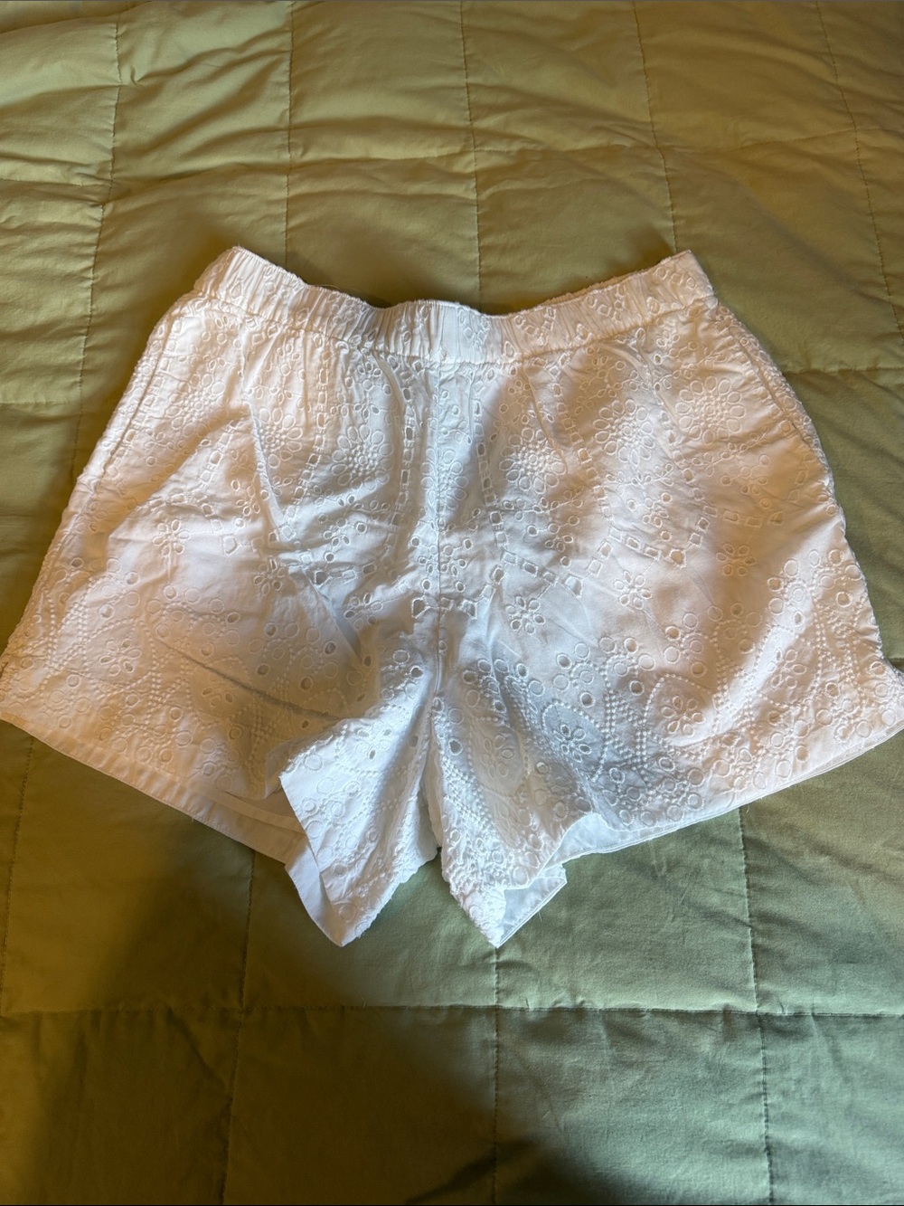 Abercrombie & Fitch White Eyelet High-Waist Shorts - Women